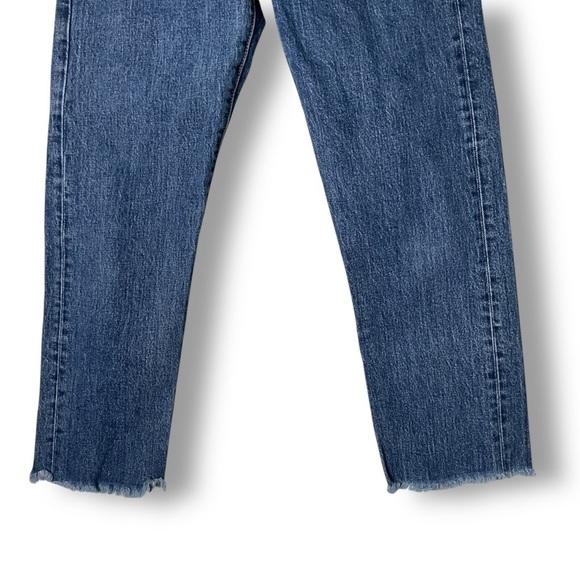 Levi's Wedgie Straight Jeans Sz 28 High Rise Button Fly Blue Womens Crop - Picture 3 of 11